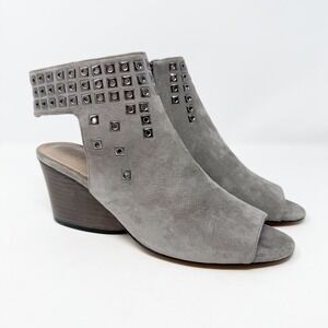 Donald Pliner Janesp Peep-toe Booties Grey Suede with Stud Details 8.5